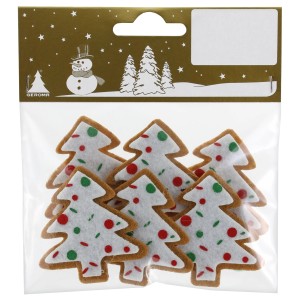 Tannenbäume im Beutel 6er-Pack aus Filz 5 cm Bunt