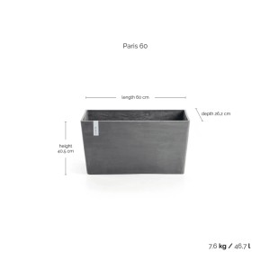 Ecopots Pflanztopf Paris Grau (HxBxT) 40 x 60 26 cm