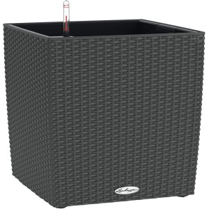 Quadratischer Lechuza Pflanzkübel Cube Cottage 30 in Granit mit Bewässerungssystem.