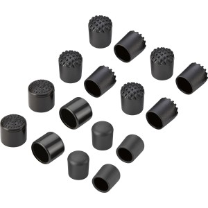 Schwarze Fußkappen (16 Stk.) für Cultuna Gartenmöbel-Set, aus Kunststoff.