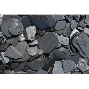 Schieferplättchen Graphit-Schwarz, 30-70mm, 1000kg Big-Bag, Zierkies für Garten und Landschaftsbau.