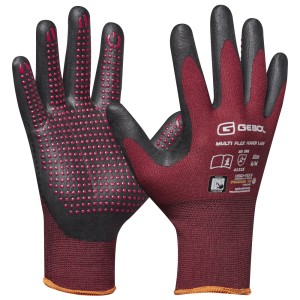 Gebol Arbeitshandschuhe Multi Flex Touch Lady Gr. 8, rot-schwarz, mit Noppen und Touchscreen-Funktion.