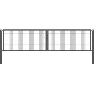 Doppeltor Flexo Plus, 500x120 cm, anthrazit, mit Doppelstabmatte, Pfosten und Zubehör für Gartenzaun.