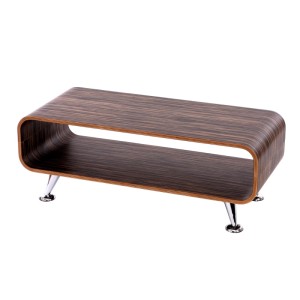 MCW Couchtisch B97 in Zebra Dunkelbraun mit verchromten Füßen.