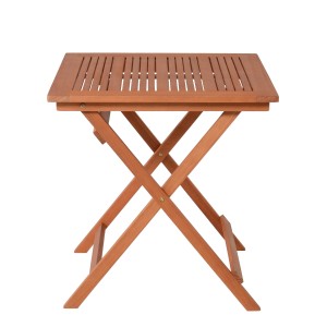 Quadratischer, brauner Gartentisch Pasadena (70,5x70,5 cm) aus Holz, klappbar.