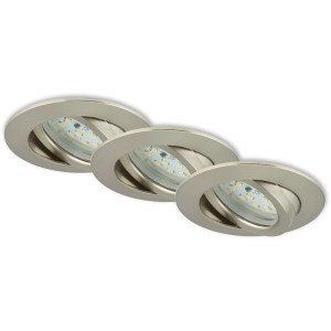 3er Set: Dimmbare Briloner LED-Einbaustrahler in Nickel-Matt, Ø 8,2 cm.