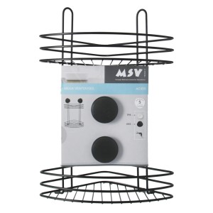 MSV Eck-Duschregal Mega Ventouses, mattschwarz, aus Stahl. Badregal zur einfachen Montage ohne Bohren.