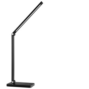 Schwarze LED-Tischlampe Lomina, 38 cm hoch, für Schreibtisch oder Nachttisch.