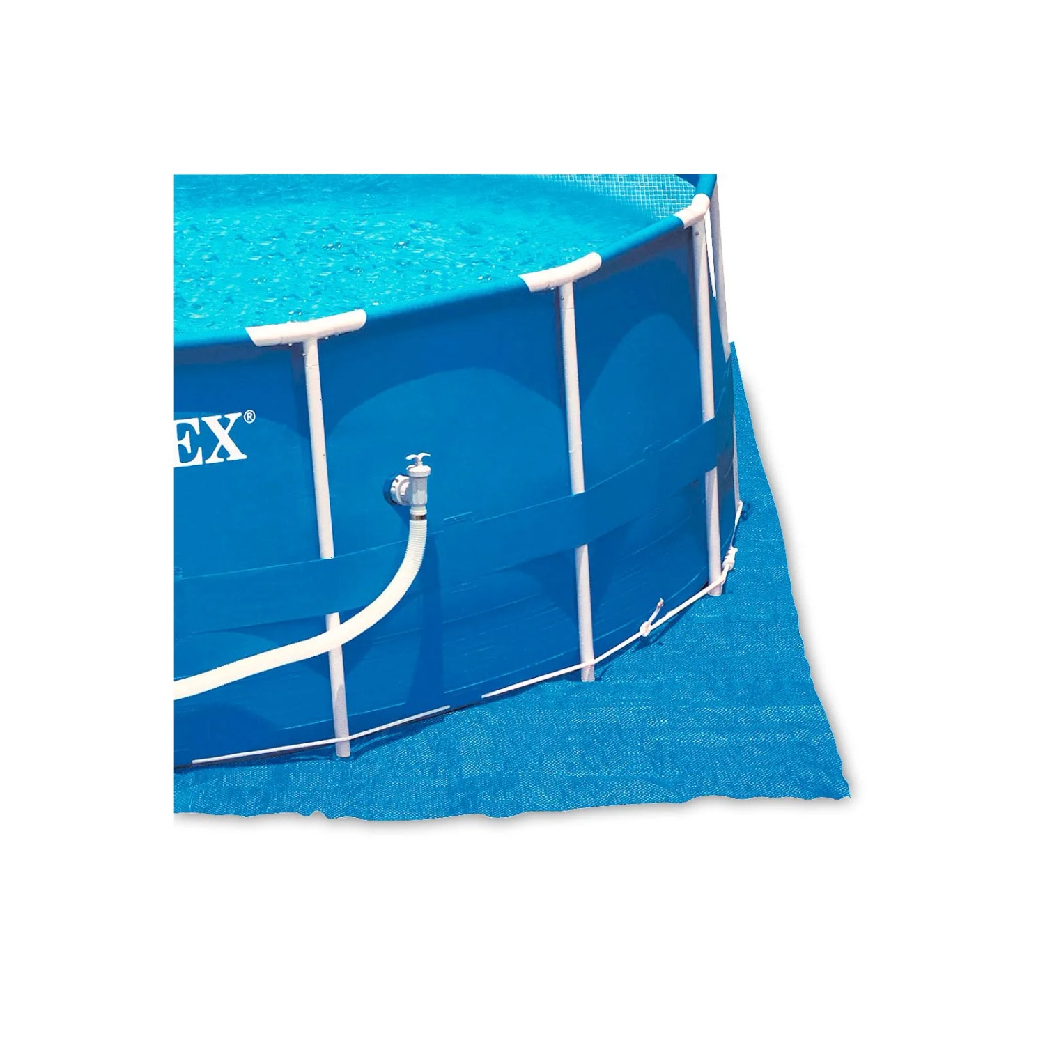 Intex Pool Unterlage 472x472 cm unter blauem Pool zum Schutz der Poolfolie.