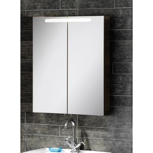 Fackelmann Spiegelschrank A-Vero Graueiche 70 cm mit Beleuchtung und Softclose-Türen.