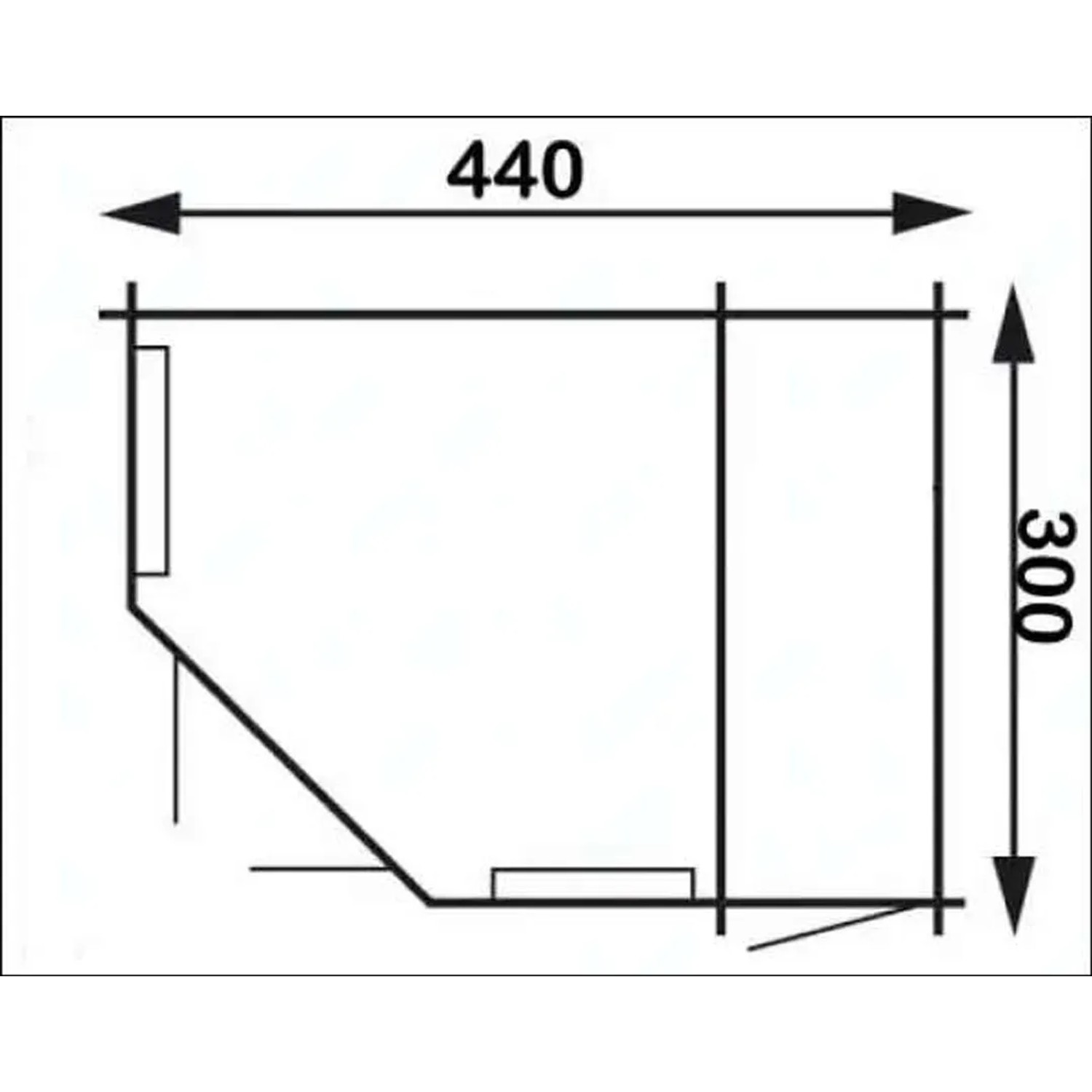 Skizze Alpholz Gartenhaus Rhein Walmdach, Maße 475x325 cm, unbehandelt.