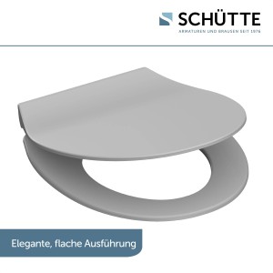 Schütte WC-Sitz Slim Grey Duroplast mit Absenkautomatik und Schnellverschluss.