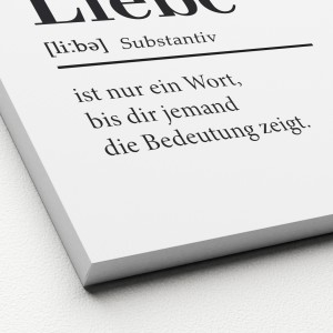Pro Art Leinwandbild Liebe, 30x30 cm, mit Definition des Wortes Liebe in schwarzer Schrift.