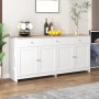 okwish Sideboard mit 4 Türen 3 Schubladen Wohnzimmer Esszimmer 160x37x75cm Weiß_2