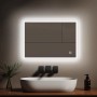 Emke Badspiegel 70x50cm mit LED-Beleuchtung, Touchschalter und kaltweißem Licht in modernem Badezimmer.