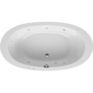 Weißer Ottofond Whirlpool Gomera Komfort, 180x96 cm, Draufsicht mit Massagedüsen.