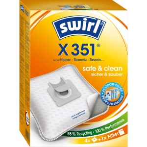 Swirl X 351 Staubsaugerbeutel EcoPor, 4 Stück. Staubbeutel für Staubsauger, mit Filter.