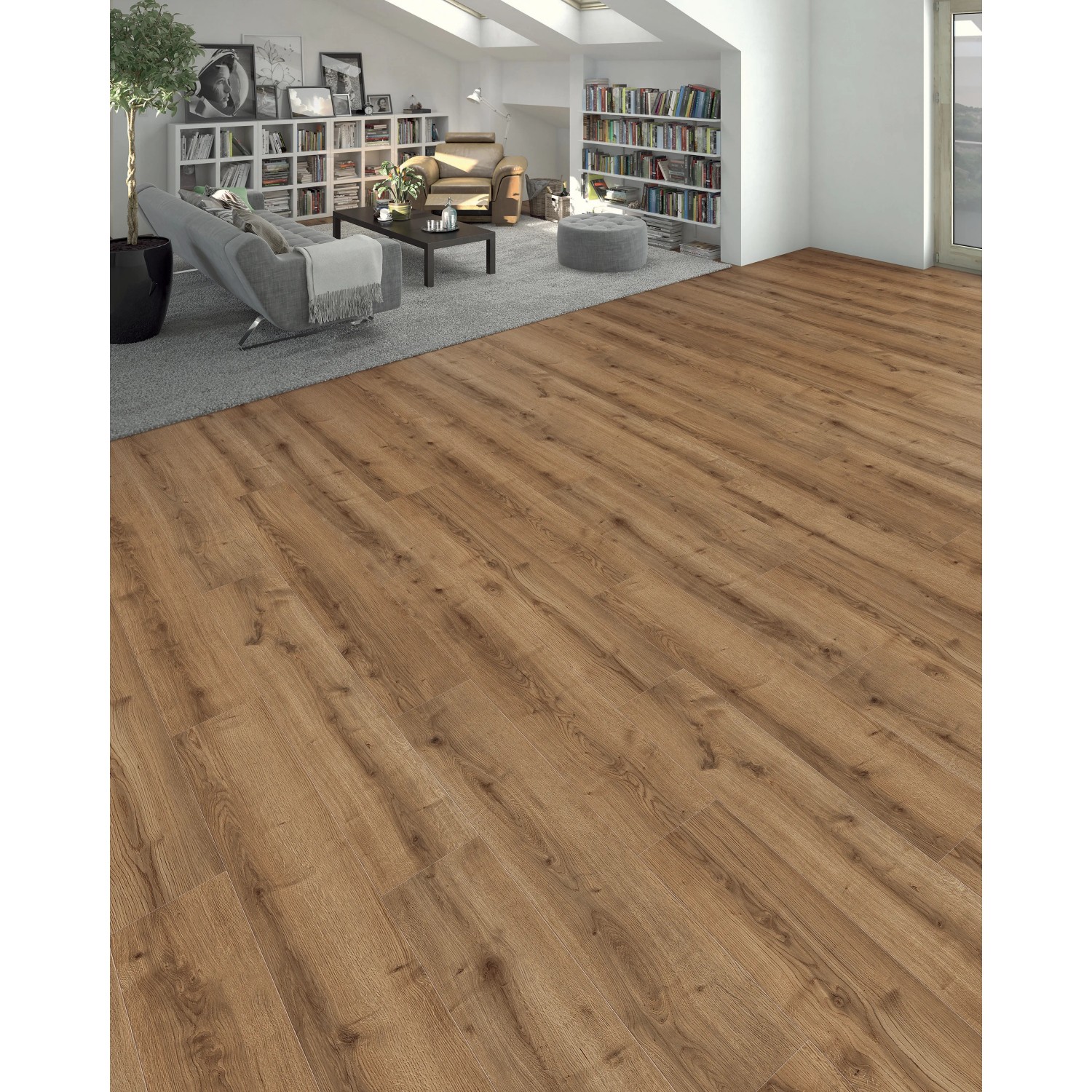 Living by HARO Designboden Eiche Salerno Natur im Wohnraum verlegt.