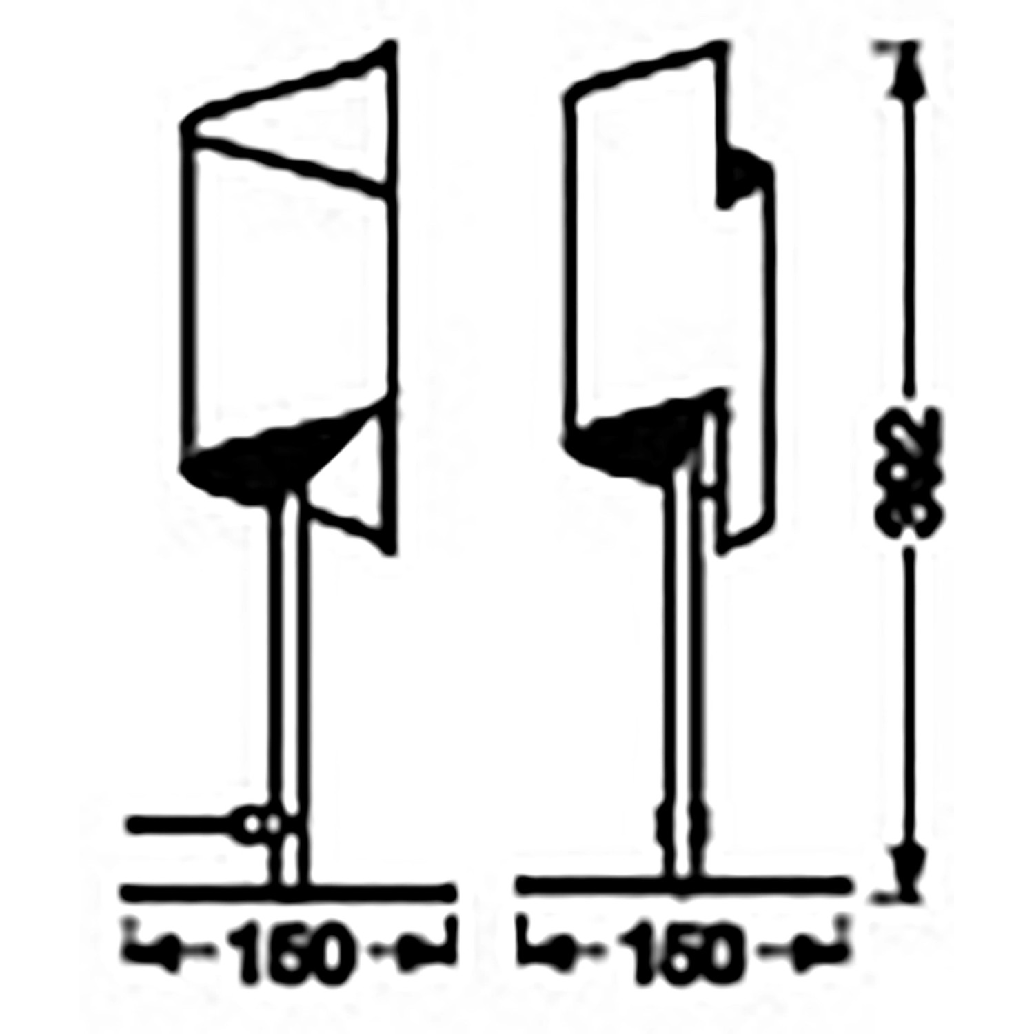 Skizze der Ledvance Smart+ WiFi Tischlampe Decor Twist, schwarz, mit Maßangaben.