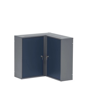 Küpper Eck-Hängeschrank, dunkelblau, mit 2 Türen und 4 Fachböden, 60x60x20 cm.