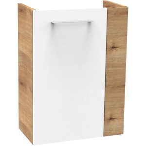 Fackelmann Waschbeckenunterschrank SBC Asteiche, 44 cm breit, mit weißer Front und Griff.