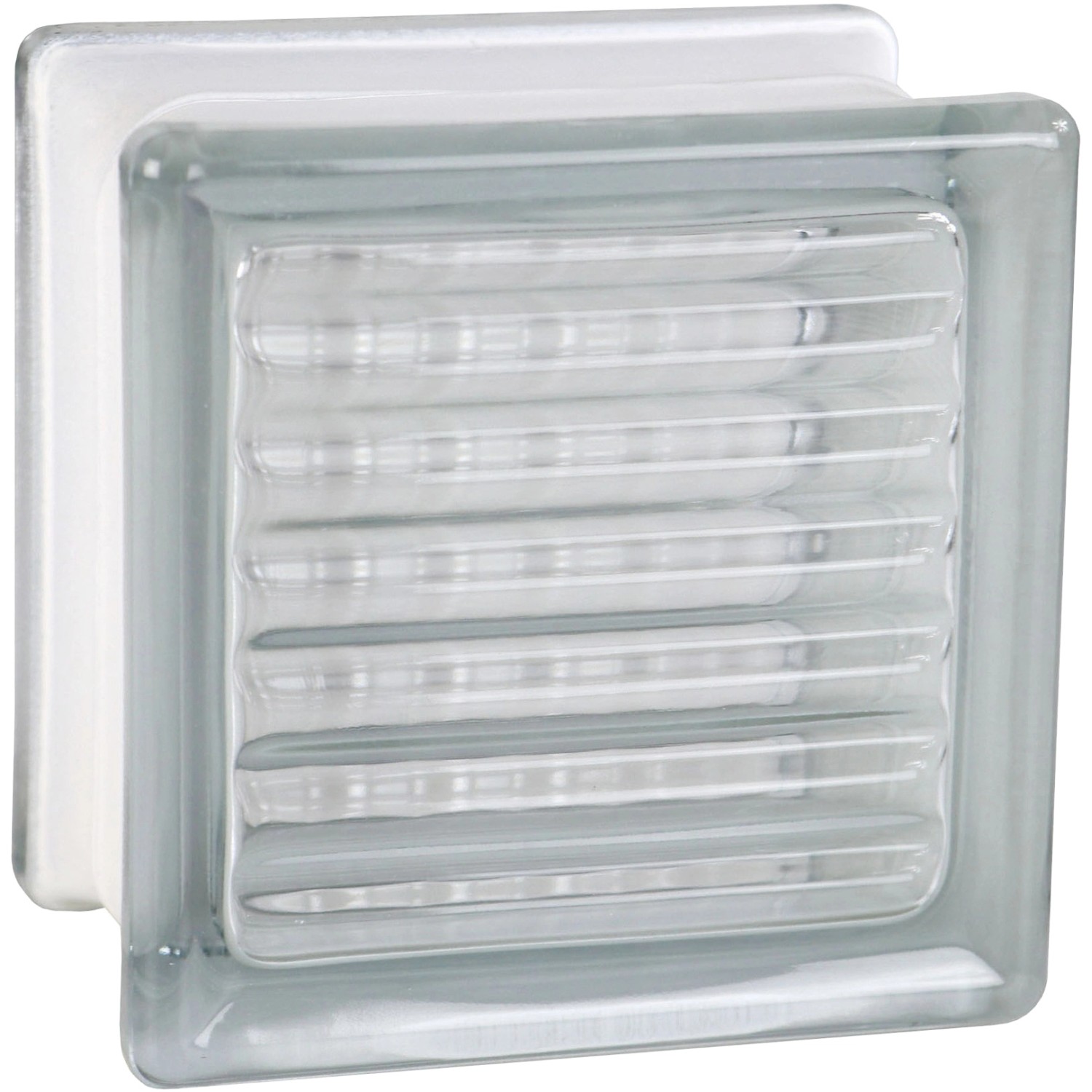 Klarer Glasstein mit Kreuzmuster, 11,5x11,5x8 cm, für Innen- und Außenbereich.