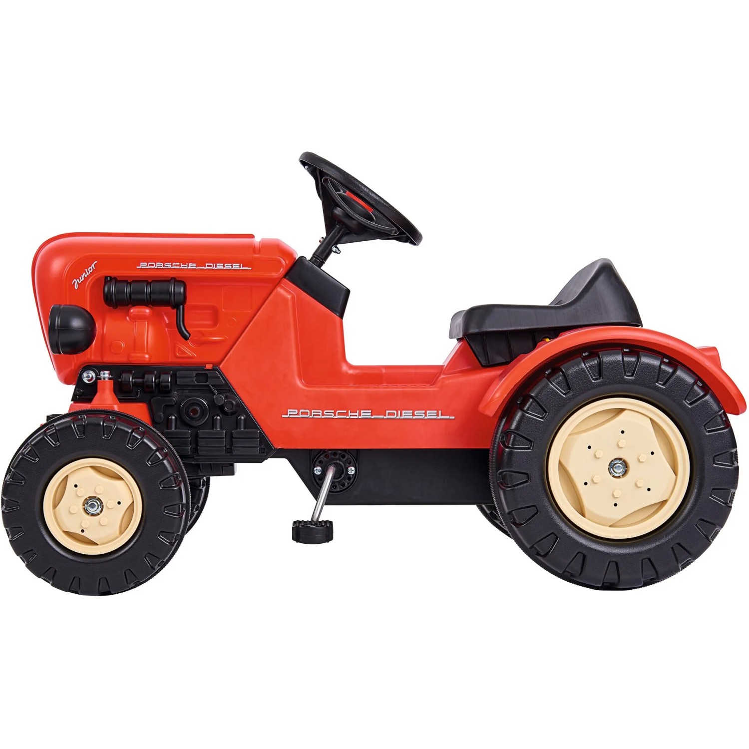 Roter BIG Trettraktor Porsche Diesel Junior mit verstellbarem Sitz.