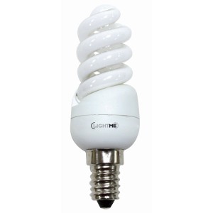 Energiesparlampe E14, Spiralform, 9W, warmweißes Licht. Kompakte Bauform für vielfältige Anwendungen.