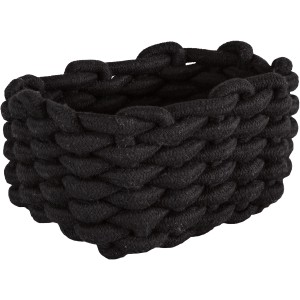 Schwarzer Korb Fellone von Kleine Wolke in Strickoptik zur Aufbewahrung von Badutensilien.