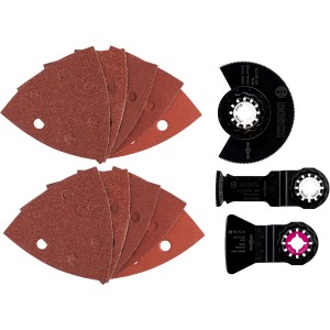 Bosch Sägeblatt- und Schleifset, 13-teilig für Multifunktionswerkzeuge: Sägeblätter, Schleifpapier und Schaber.