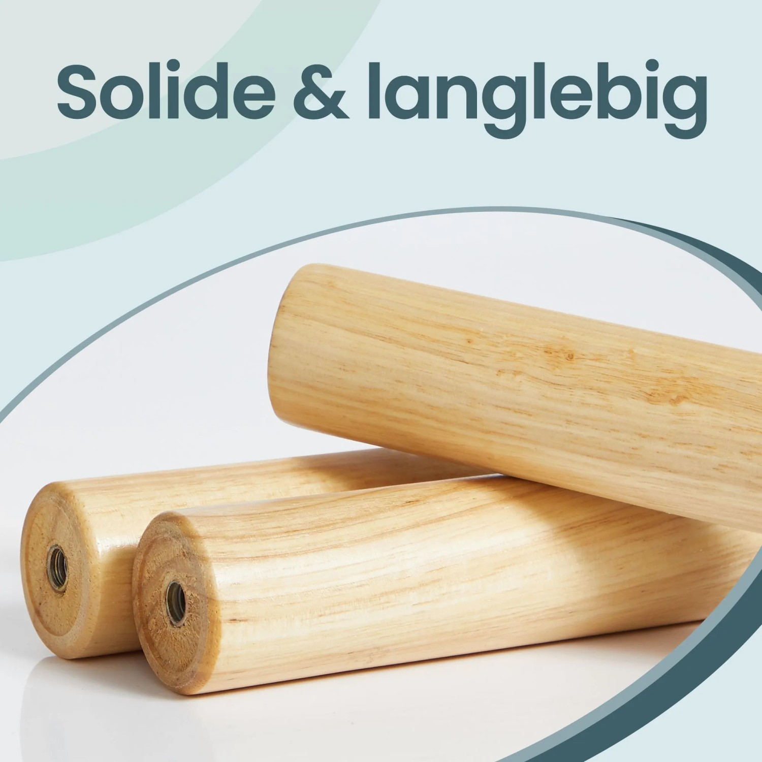 Detailaufnahme von Holzbeinen für Songmics Garderobenständer Andi, Massivholz, Schwarz.