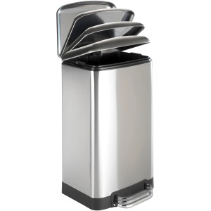 Wenko Treteimer Studio, Edelstahl matt, 30 Liter, mit offenem Deckel.