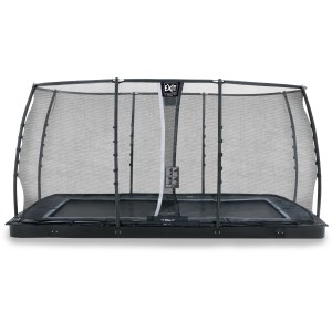 Schwarzes, rechteckiges EXIT Dynamic Bodentrampolin 244x427 cm mit Sicherheitsnetz.