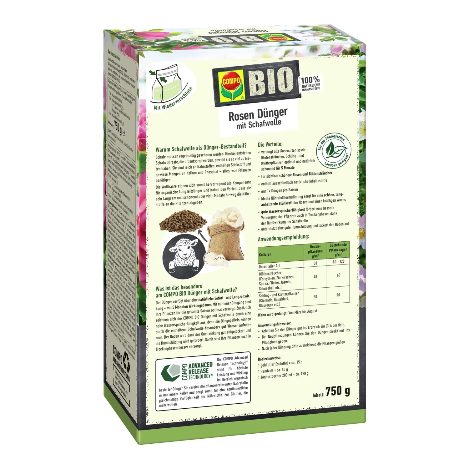 Compo Bio Rosen Langzeit-Dnger mit Schafwolle 750 g kaufen bei OBI