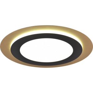 Moderne LED Deckenleuchte Morgan in Schwarz-Gold, 45 cm Durchmesser.