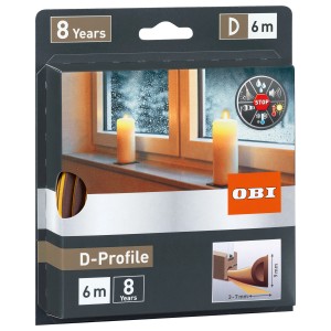 OBI Türdichtung/Fensterdichtung Gummi D-Profil Braun, selbstklebend, für Spalten 1-7mm, 6m.