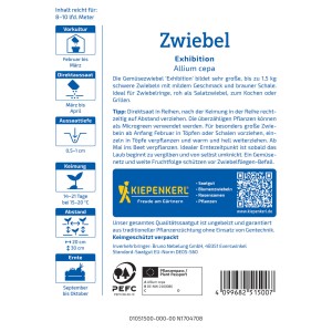 Kiepenkerl Zwiebeln Exhibition Samenpackung mit Infos zu Aussaat und Ernte.