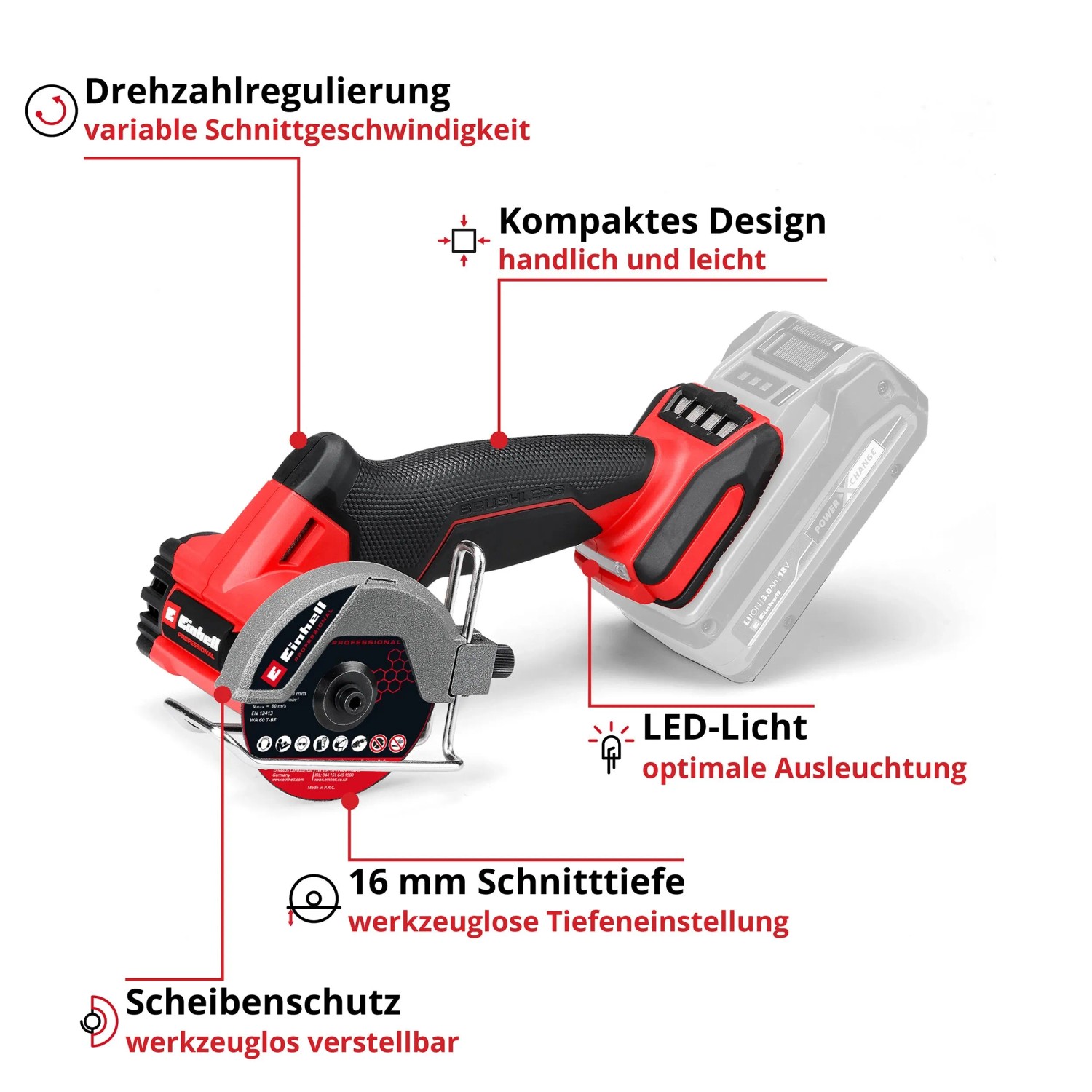 Einhell Akku-Trennschleifer Professional TP-CO 18/76-C Rot-Schwarz_3