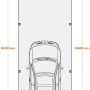 Grundriss Holzbrüder Einzelcarport Ralf, 300x868cm, Chromoxidgrün, Blechdach Dornengrün, mit Bemaßung.