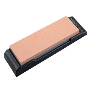 Nirosta Wetzstein (19x6 cm) mit Kunststoffbehälter und zwei Schleifflächen (grob/fein) zum Messerschärfen.