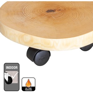 Wagner Pflanzenroller GH 0268, Ø 25-30 cm, Birke, mit Rollen für den Innenbereich.