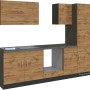 Moderne Küchenzeile Sorrento 270 cm in Wotaneiche-Grafit ohne E-Geräte mit Spüle.