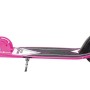 Pinker Muuwmi Aluminium Scooter mit schwarzem XL-Deck, lila Akzenten und ausgeklapptem Ständer. Tretroller für Kinder & Erwachsene.