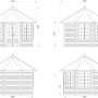 Technische Zeichnung Palmako Holz-Pavillon Veronica 4, naturbelassen, mit Maßen.