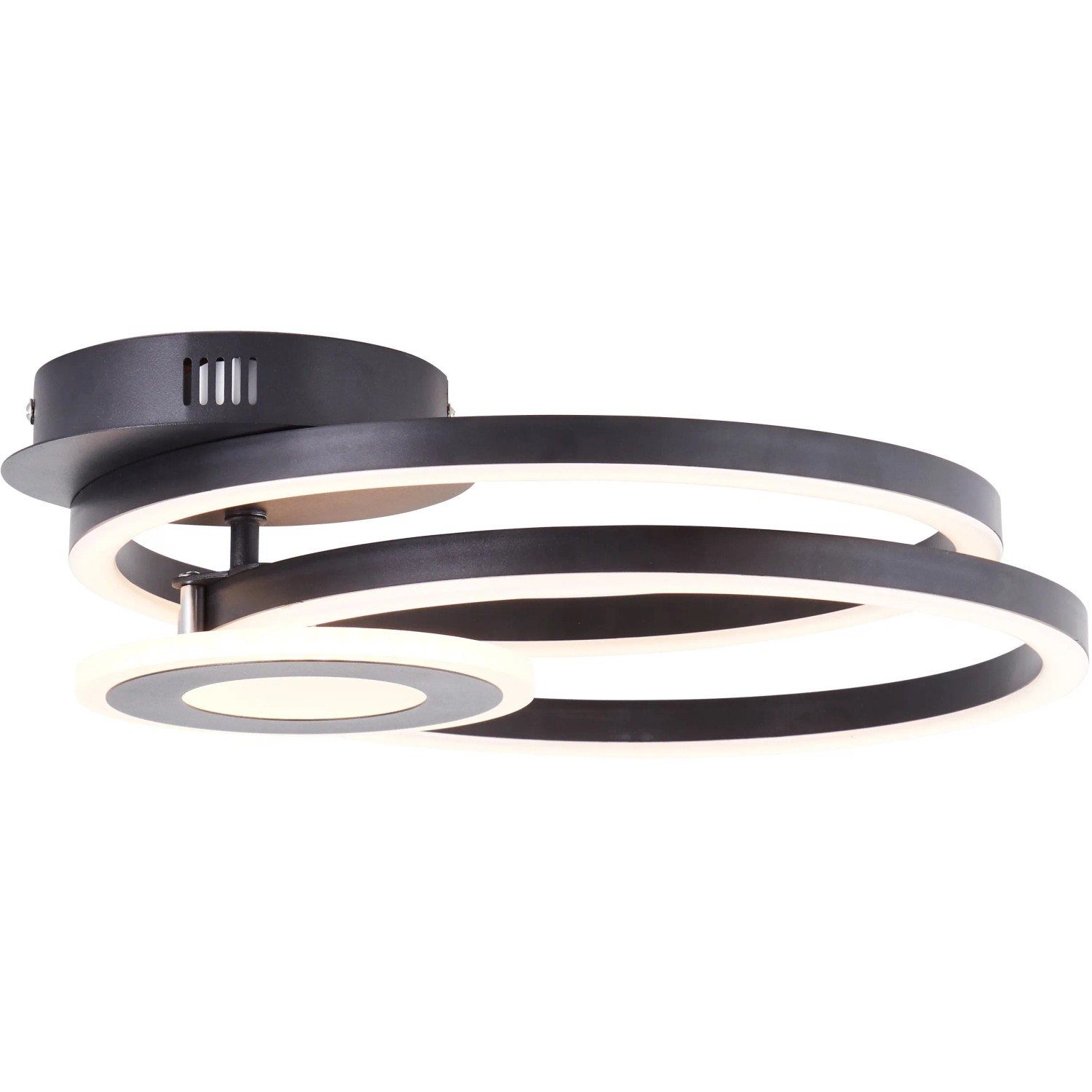 Moderne, schwarze LED-Deckenleuchte Bray, 52x30 cm. Design mit Ringen und einstellbarer Lichtfarbe.