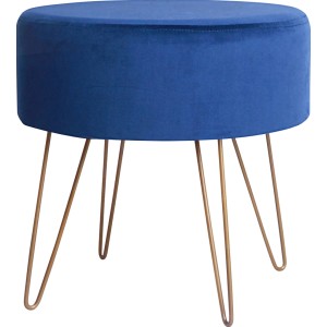 Blauer Kayoom Hocker Mio mit goldenen Metallbeinen, 45x45 cm. Dekorativer Sitzhocker / Sitzsack.