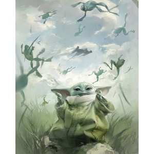 Komar Wandbild Star Wars The Mandalorian Grogu Frogs 40 cm x 50 cm Blau