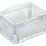 Transparente Eurobox 60x40x32 cm mit Vollwand, Aufbewahrungsbox aus Kunststoff.