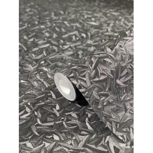 Glööckler Vliestapete Imperial Feder Uni Schwarz, Rollenoptik mit Federdesign.