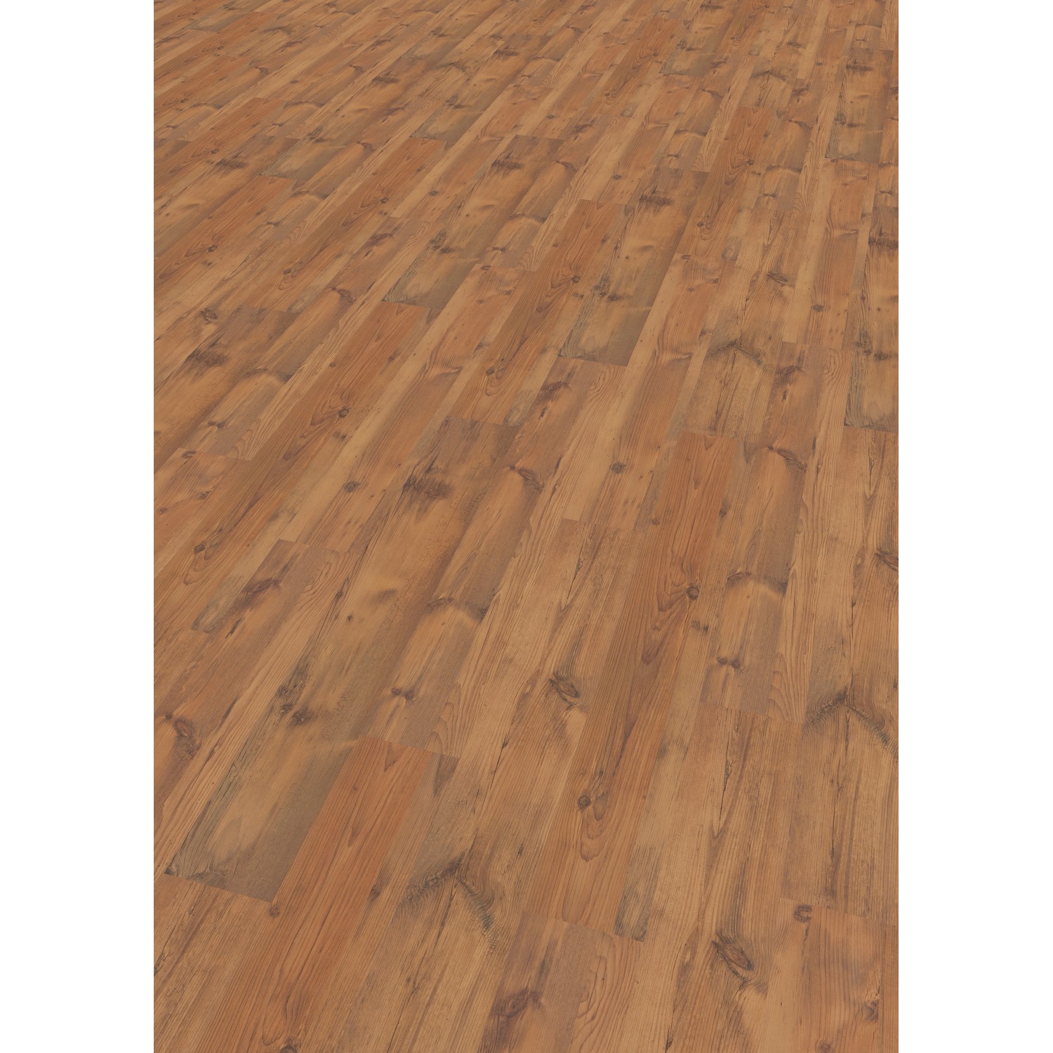 Dunkler Laminatboden in Pinie Mokka Optik mit Holzstruktur und Maserung.